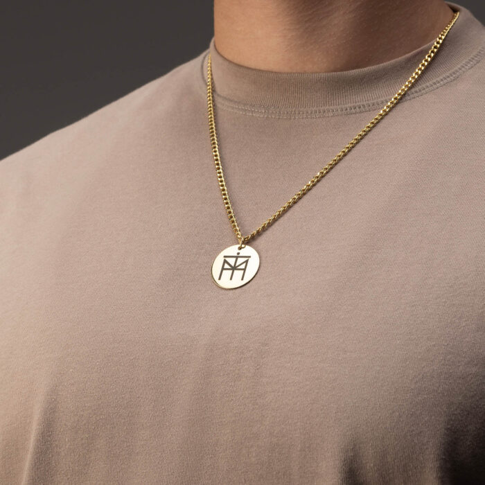 Name Logo Necklace On Circle (Silver) - Image 6