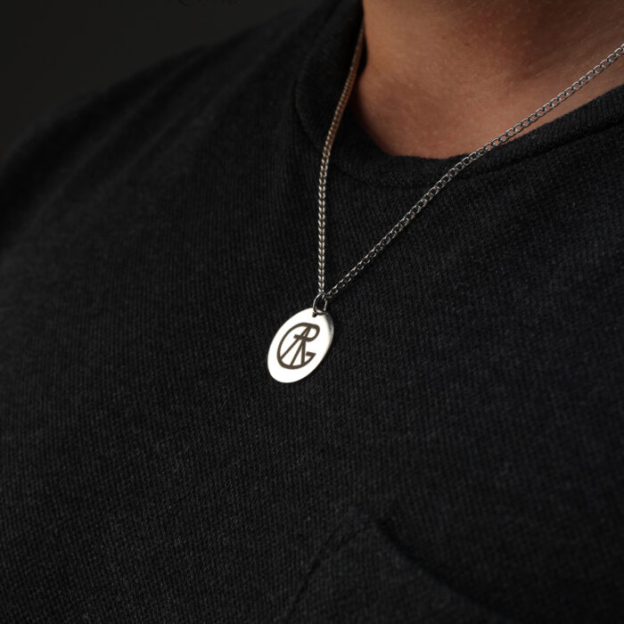 Name Logo Necklace On Circle (Silver) - Image 8