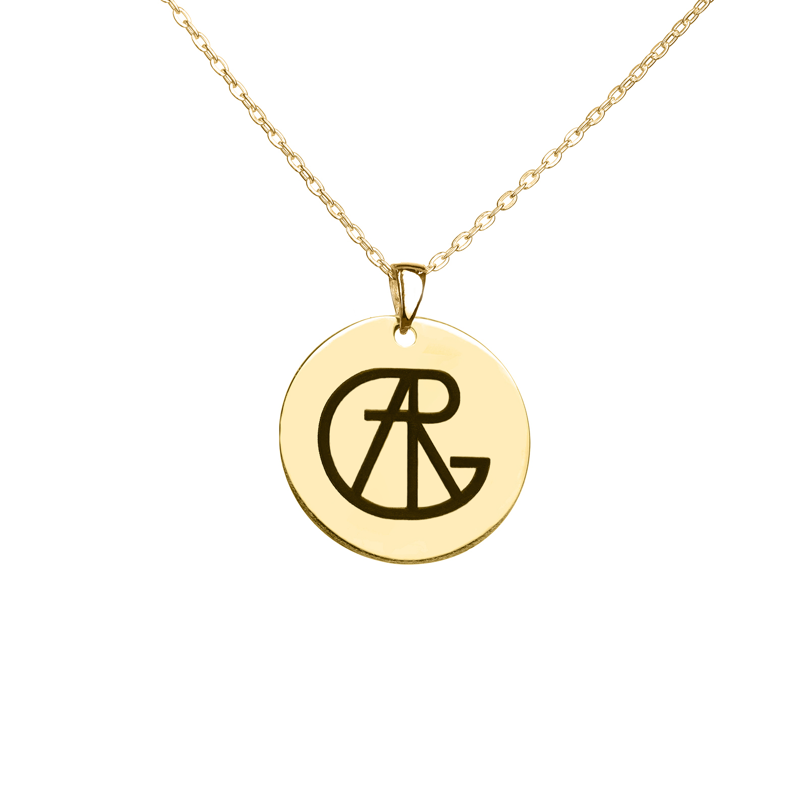 Model wearing Name Logo Necklace