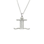 Full Stones Sparkling Name Logo Necklace (Silver)