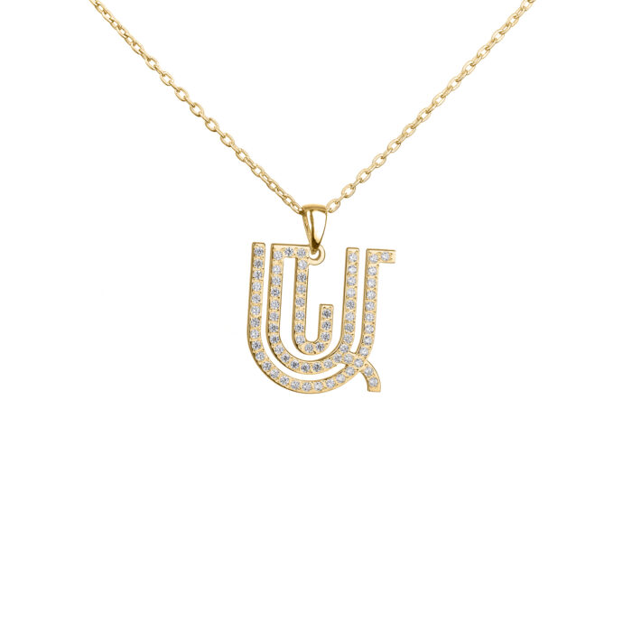 Full Stones Sparkling Name Logo Necklace (Silver) - Image 3
