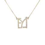 Full Stones Sparkling Name Logo Necklace (14K Gold) - Image 5