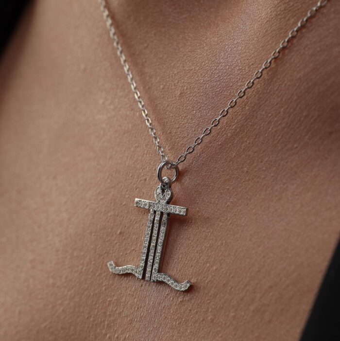 Full Stones Sparkling Name Logo Necklace (Silver) - Image 2