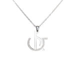 Single Letter Stones Sparkling Name Logo Necklace (Silver) - Image 6