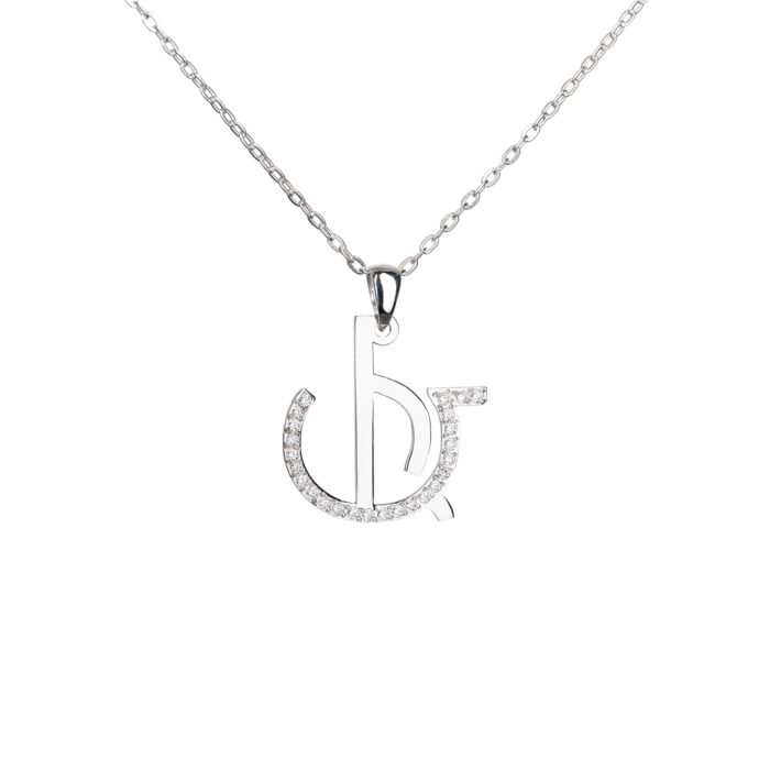 Single Letter Stones Sparkling Name Logo Necklace (Silver) - Image 6