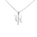 Single Letter Stones Sparkling Name Logo Necklace (Silver) - Image 5