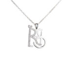 Single Letter Stones Sparkling Name Logo Necklace (Silver)