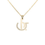 Single Letter Stones Sparkling Name Logo Necklace (14K Gold)