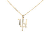 Single Letter Stones Sparkling Name Logo Necklace (14K Gold) - Image 6