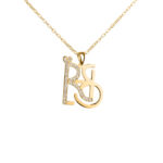 Single Letter Stones Sparkling Name Logo Necklace (14K Gold) - Image 5
