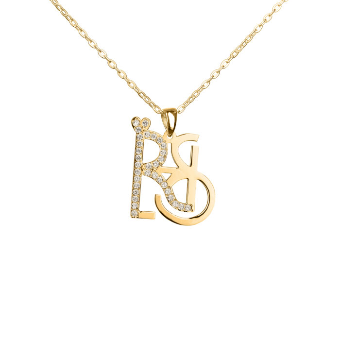 Single Letter Stones Sparkling Name Logo Necklace (14K Gold) - Image 5